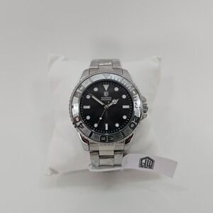 Montres Prestige MPW-0267 Mens Watch Black Dial Stainless Steel‎ Diver Style NEW